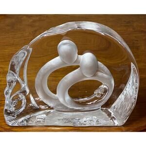 2003 Enesco New Life Frosted Glass Paperweight Family Father Mother Child